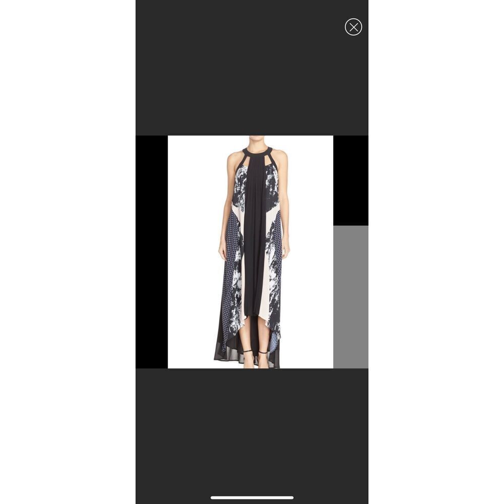 Adelyn Rae Mixed Media Maxi Dress Hi Low